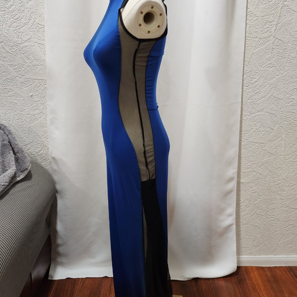 Black and blue Sheer side Bodycon evening gown